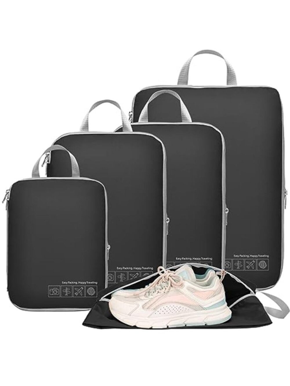 Compression Packing Cubes Travel Luggage Organizer 5 Piece Set Space Saver